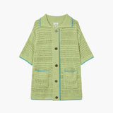 KUME STUDIO Crochet Cotton Short-Sleeved Cardigan - Lime