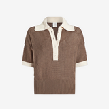 VARLEY Finch Knit Polo - Taupe Stone/ Whitecap