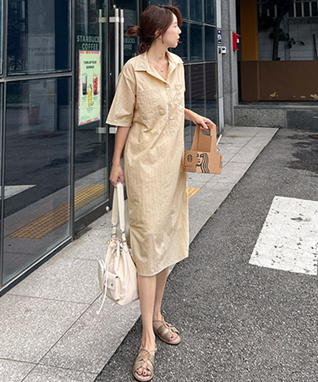 N9 Loekf Bath Lock Collar Button Dress - 4 Colors