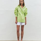 KUME Linen Blend Crossover Shirt - Lime