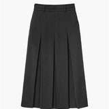 KUME STUDIO Wrinkle-free Waist Pleated Long Skirt - Charcoal