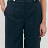 KUME STUDIO Relaxed Nylon Pintucked Pants - Navy