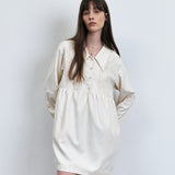 KUME STUDIO Embroidered Mini Shirt Dress - Ivory