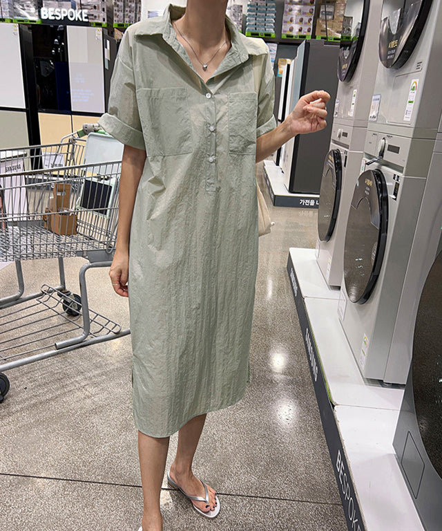 N9 Loekf Bath Lock Collar Button Dress - 4 Colors