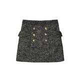 KUME STUDIO Tweed Button Mini Skirt - Black
