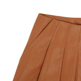 PIV'VEE Coated Pleated Skirt - Squirrel Brown