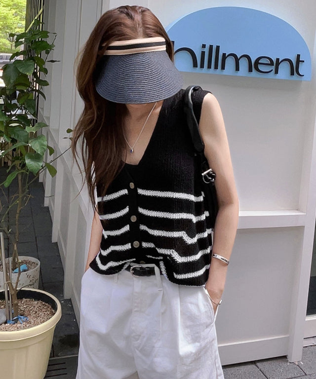 N9 Swelbo Knitted Button Vest - Black