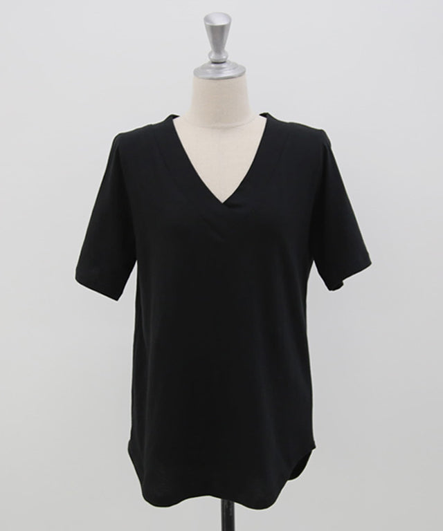 N9 Dadell V-Neck Short Sleeve T-Shirt - Black