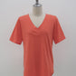 N9 Dadell V-Neck Short Sleeve T-Shirt - Red Orange
