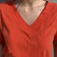 N9 Dadell V-Neck Short Sleeve T-Shirt - Red Orange