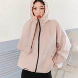 Xexymix Woven mix hooded zip-up - Misty Pink