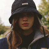 KANDINI Padded Ear-Cover Bucket Hat - Black
