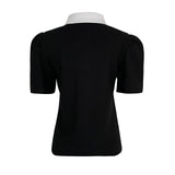 KANDINI Puff Sleeve Polo Shirts - Black