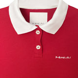 KANDINI Puff Sleeve Polo Shirts - Red