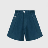 KANDINI A-line Corduroy Short Pants - Blue