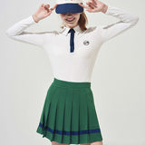 KANDINI Color line Pleats Skirt - Green