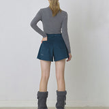 KANDINI A-line Corduroy Short Pants - Blue
