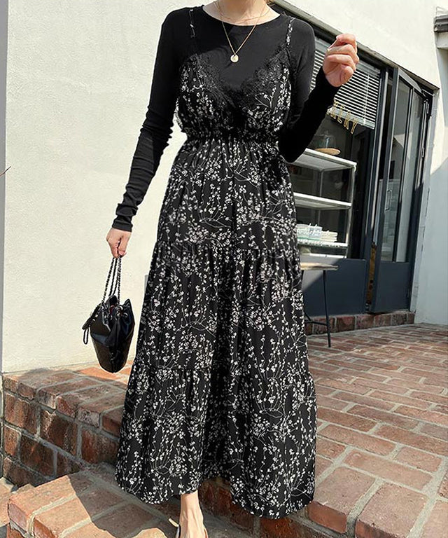 N9 Zebuche Lace Nashi Dress - Black