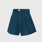 KANDINI A-line Corduroy Short Pants - Blue