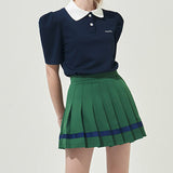 KANDINI Color line Pleats Skirt - Green