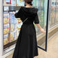 N9 Hojeep Hooded Half-Zip-Up Dress - Black