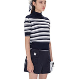 AVEN Hampton Striped Mid-Neck Knit - Navy