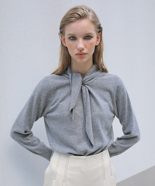 PAUL AND ALICE KNOTTED CASHMERE KNIT - GREY