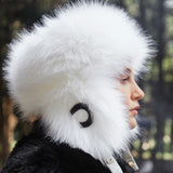 CREVE NINE: Skier Fur Ear Cap - White