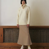 KUME STUDIO Soft Long Knitted Skirt - Beige