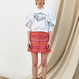 KUME STUDIO  Ethnic Jacquard Button Mini Skirt - Magenta