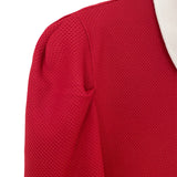 KANDINI Puff Sleeve Polo Shirts - Red