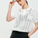 LE SONNET Air knit Polo - Cream