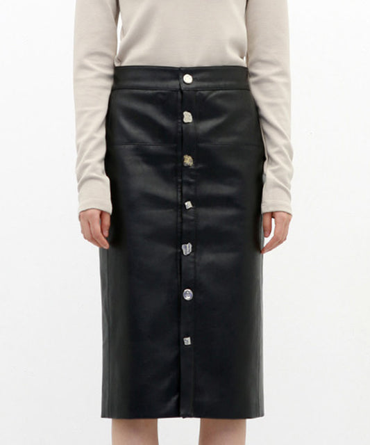 AMOIRE Emma Skirt - Black Leather