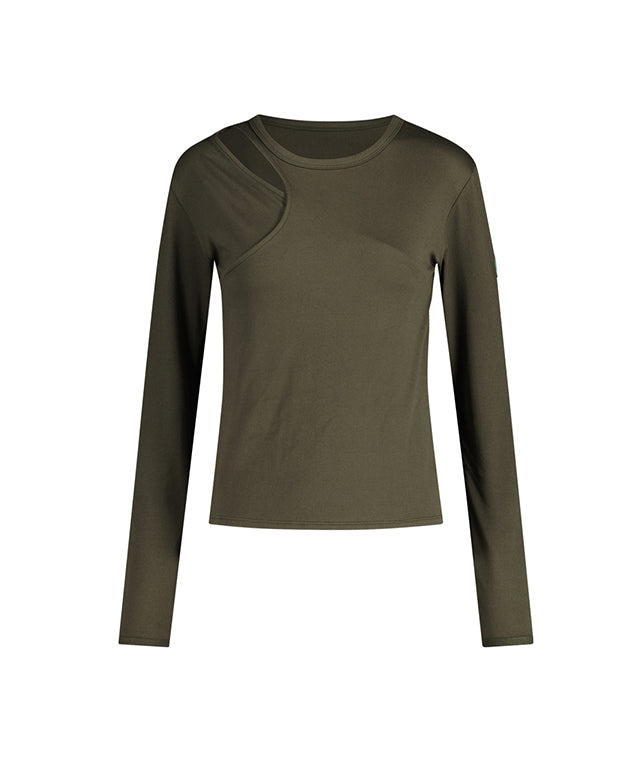 LE SONNET Slit Top - Khaki