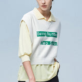 LE SONNET Quote Knit Vest - Green