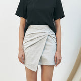 KUME STUDIO Twisted Detail Fitted Skirt - Melange Gray