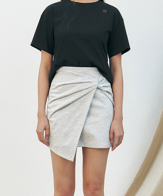 KUME STUDIO Twisted Detail Fitted Skirt - Melange Gray