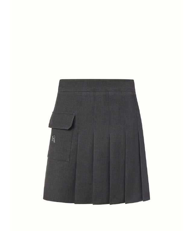KUME STUDIO Patch Pocket Pleated Skirt - Dark Gray