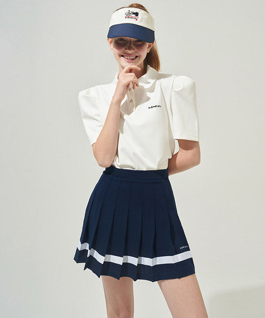 KANDINI Color line Pleats Skirt - Navy
