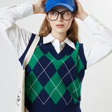 AVEN Wool Cashmere Argyle Vest - Navy