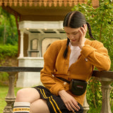 KANDINI Puff Knit Cardigan - Mustard