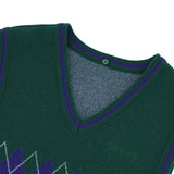 LE SONNET Logo & Argyle Knit Vest - Green