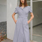 PAUL AND ALICE  BACK KNOT DRESS - BLUE GREY