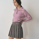 KUME STUDIO Cashmere Blend Half Zip-Up Sweater - Pink