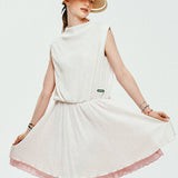 LE SONNET Iris Pleats Dress - Cream