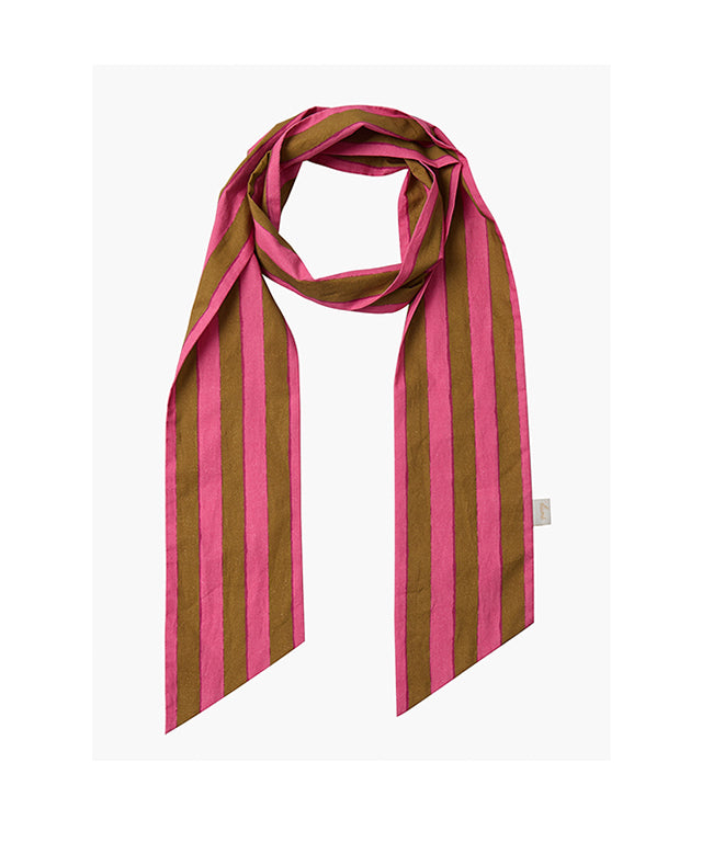 KUME STUDIO Multi-Striped  Scarf - Pink Brown