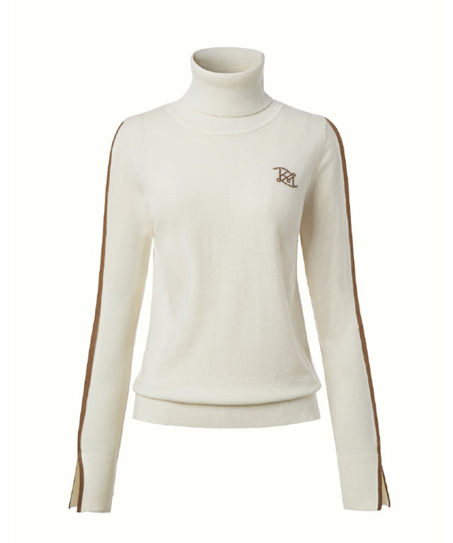 KUME STUDIO Slim Fit Merino Wool Turtle Neck Sweater - Ivory