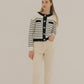 PAUL AND ALICE  STRIPE CARDIGAN - IVORY