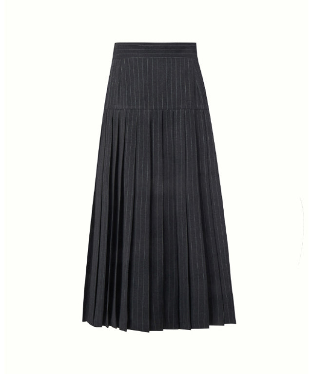 KUME STUDIO Pinstriped Draped Wrap Skirt - Dark Gray