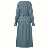 KUME STUDIO Belted Zip-Up Long Dress - Sky Blue